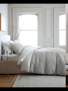 Quince Queen Organic Luxe Honeycomb Duvet Cover Only Light Grey
